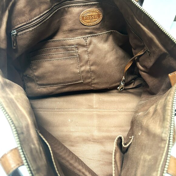 Fossil brown leather tote - Picture 3 of 8